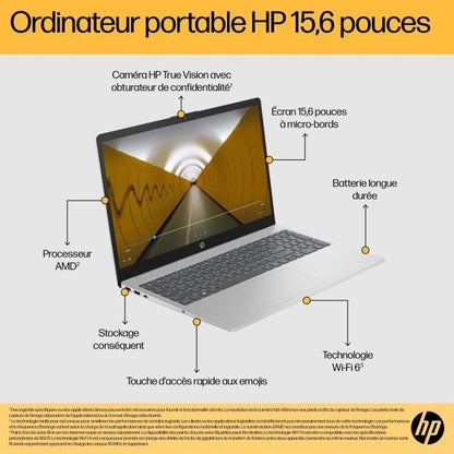 HP 15-fc0118nf Laptop PC - Windows 11 - 15.6 FHD IPS - Ryzen 7-5825U - 16GB RAM - 512GB SSD Storage - AZERTY