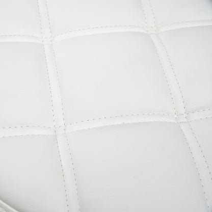 HOMCOM Drehhocker, Salonhocker, höhenverstellbar, Kunstleder, Steppdesign, Ø35,5 x 48-63 cm, Weiß/Silber