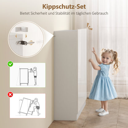 HOMCOM Schuhschrank mit 10 Regalen für 25-30 Schuh-Paare, Lüftungslöcher, Soft-Close-Türen, Holz, Weiß