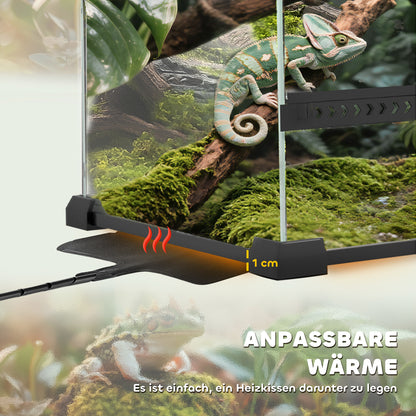 PawHut Glas-Terrarium für Reptilien, erhöhter &amp; wasserdichter Boden, Knopfschloss