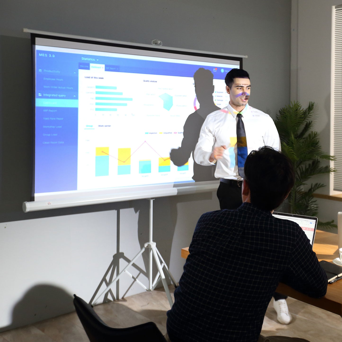 HOMCOM Projektionsleinwand im 4:3-Format, Kinoleinwand, Präsentationsfläche für Zuhause oder Büro, Weiß