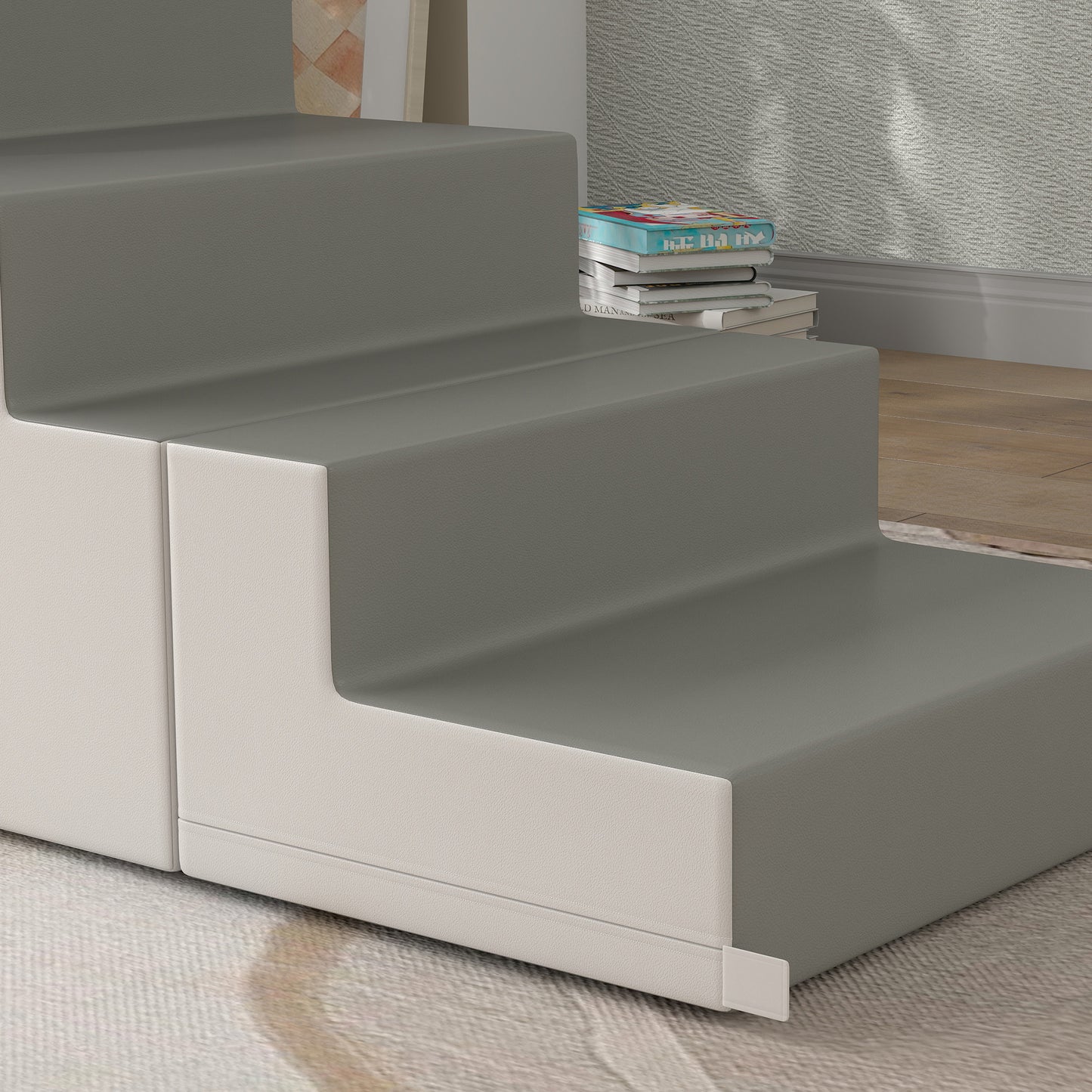 HOMCOM Kletter- und Rutschspielzeug für Kinder, fördert Motorik, Kunstleder, EPE-Schaum, 86x49x47 cm, Grau