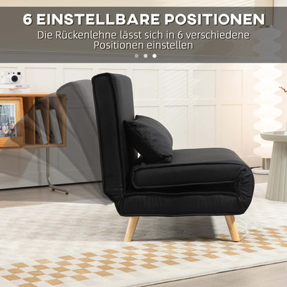 HOMCOM Relaxsessel mit Bettfunktion, für 1 Person, Modern-Design, bis 350 kg, 94x78x80cm, Schwarz