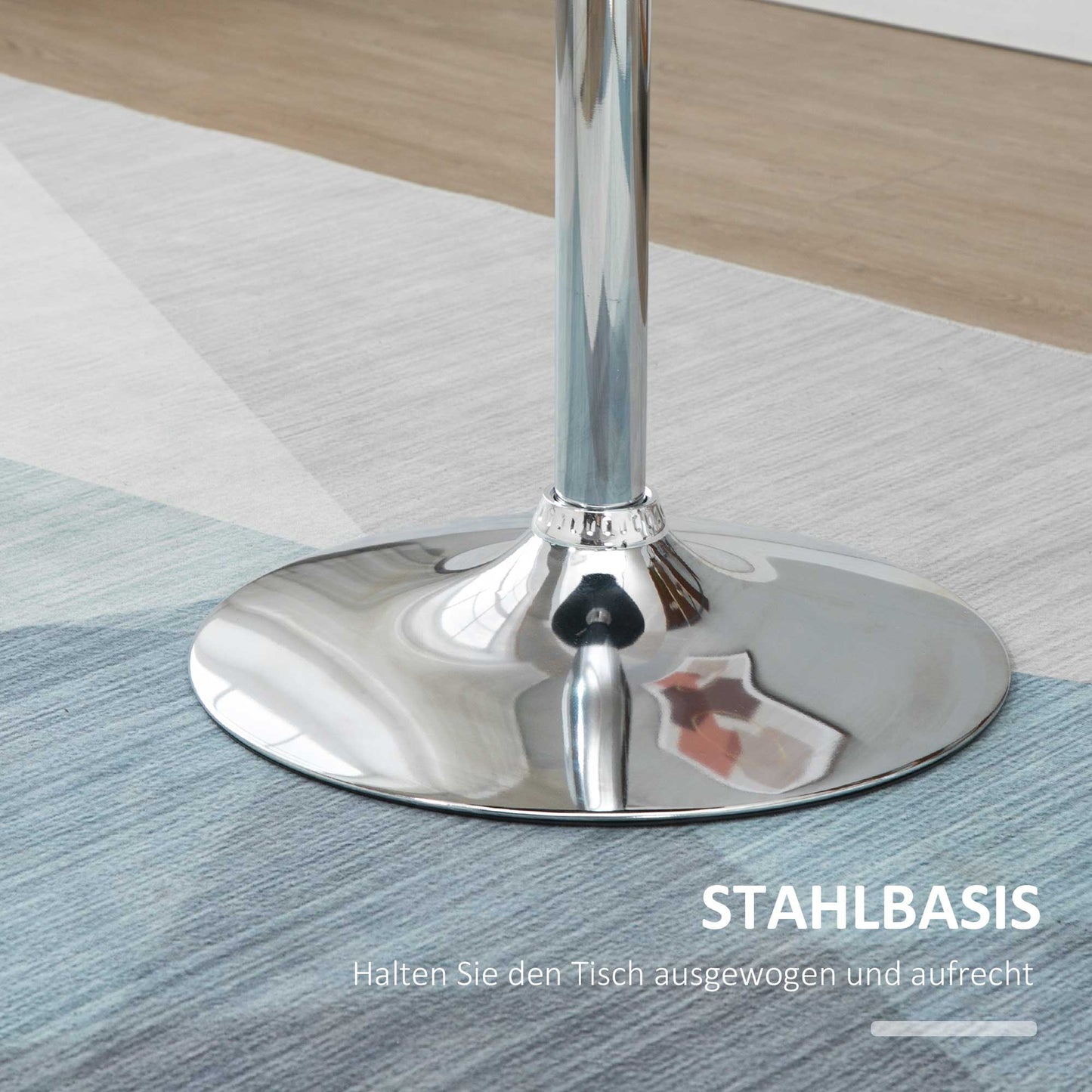 HOMCOM Bartisch modern rund Esstisch 360° Drehtisch höhenverstellbarer Bistrotisch Stehtisch Küchentisch Stahl Schwarz Ø61 x 70-90 cm