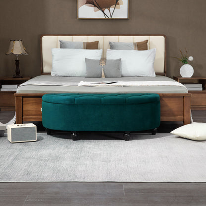 HOMCOM Hocker mit Stauraum, Sitztruhe, gepolstert, soft-close Deckel, Samtoptik, 120 x 46 x 42 cm, Dunkelgrau