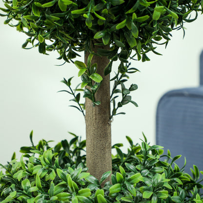 HOMCOM 2er-Set Kunstpflanzen, Künstliche Buchsbaum-Pflanzen, UV-geschützt, mit Topf, Grün