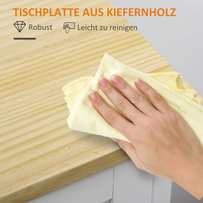 HOMCOM Küchenwagen im Landhausstil Kücheninsel Küchentrolley mit 3 Schubladen, Weiß