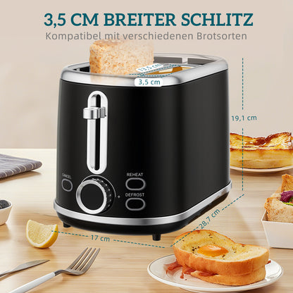 HOMCOM Wasserkocher- und Toaster-Set, LED-Anzeige, 1,7 Liter, 2200W, Retro-Design, Memory-Funktion, Schwarz