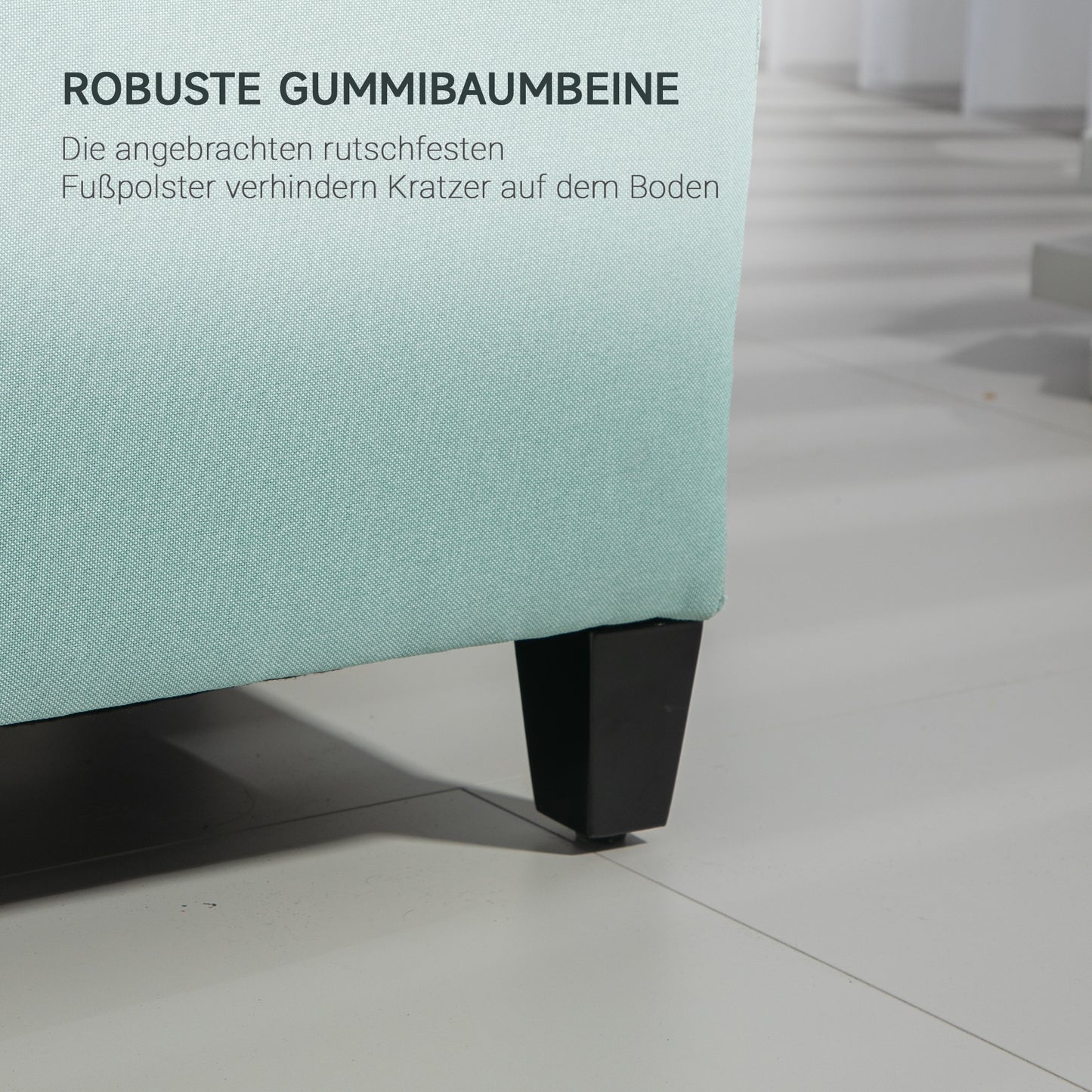 HOMCOM Sitzbank, Polsterbank mit Stauraum, leinenartiges Polyester, Kautschukholz, 100 x 40 x 44 cm, Grün