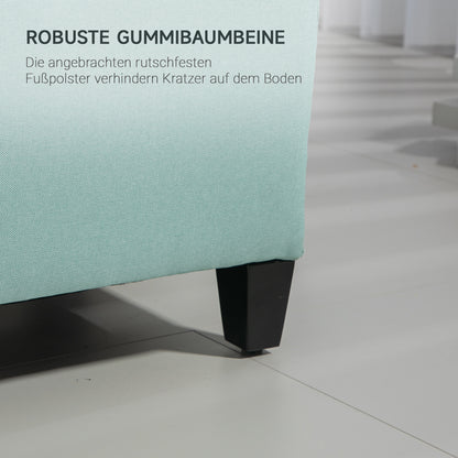 HOMCOM Sitzbank, Polsterbank mit Stauraum, leinenartiges Polyester, Kautschukholz, 100 x 40 x 44 cm, Grün