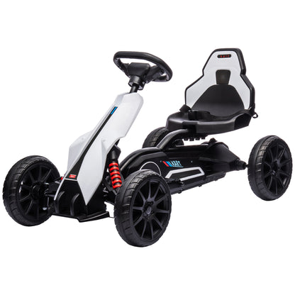 HOMCOM Go-Kart für Kinder, Elektro-Kart, bis 5 km/h, Sicherheitsgurt, Sitz mit Rückenlehne, Kunststoff, Metall, Weiß