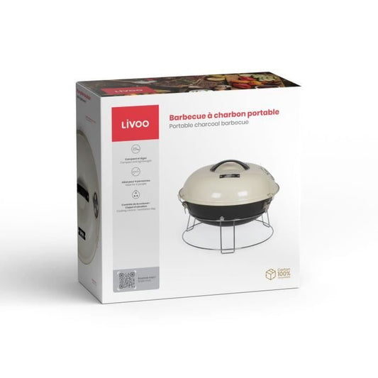 Portable charcoal barbecue - LIVOO - DOC301 - Champagne and black