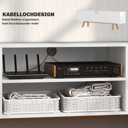 HOMCOM TV-Kommode mit Schubladen und offenen Regalen, MDF, 150 x 39 x 50 cm, Weiß