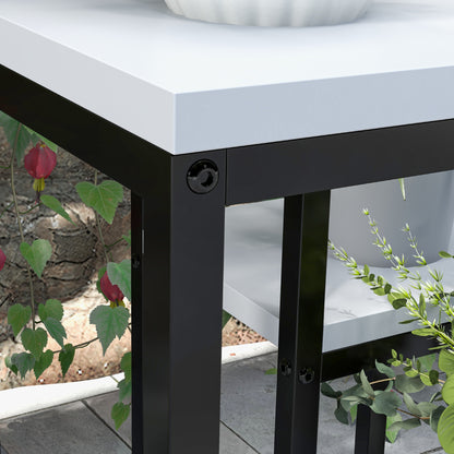 Outsunny Blumenregal, 4 Etagen, Indoor & Outdoor, Metallrahmen, 34L x 34B x 70H cm, Schwarz+Weiß