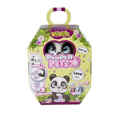 Smoby - Pamper Petz - Panda to adopt - 4 accessories - Articulated - Wood and pee - Adoption certificate - From 3 years old