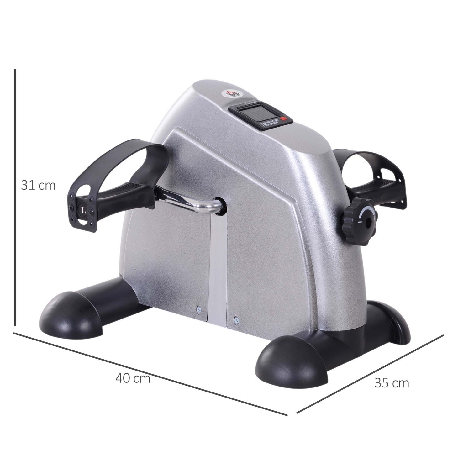 HOMCOM Mini Heimtrainer Arm-und Beintrainer Pedaltrainer für Senioren mit LCD-Display verstellbarer Widerstand Fitnessbike Hometrainer für Zuhause Heim Büro 35 x 40 x 31 cm Silber