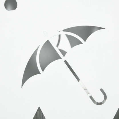 HOMCOM Schirmständer, 4 Haken, Tropfschale, Stahl, Weiß