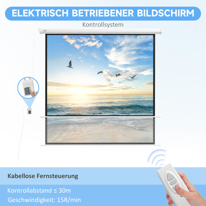 HOMCOM Beamer-Leinwand, 1:1 Format, Fernbedienung, 172 x 172 cm (96 Zoll), Weiß