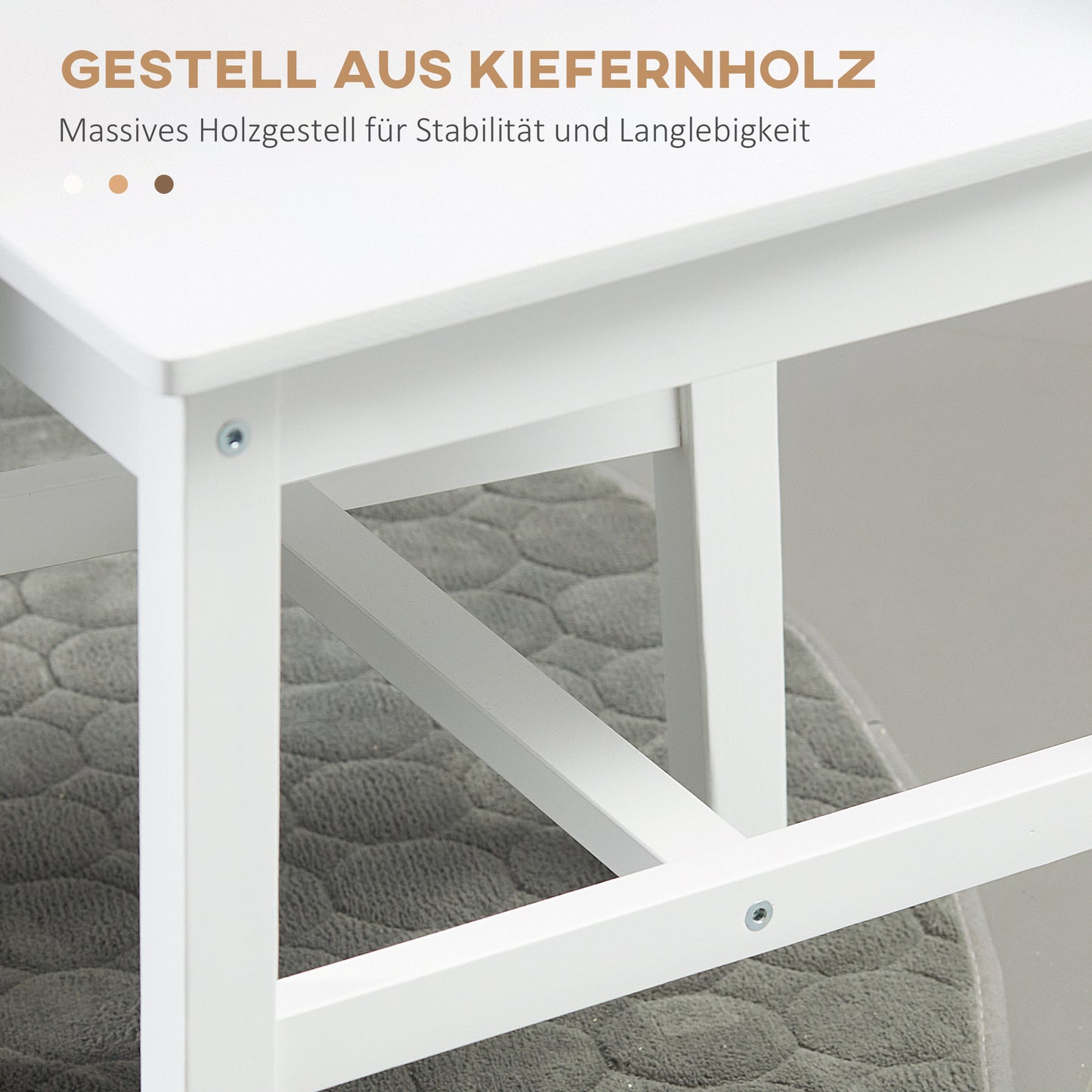 HOMCOM 2er-Set Esszimmerstühle Küchenstühle Stühle, Massivholz, 41 cm x 46,5 cm x 85,5 cm, Weiß