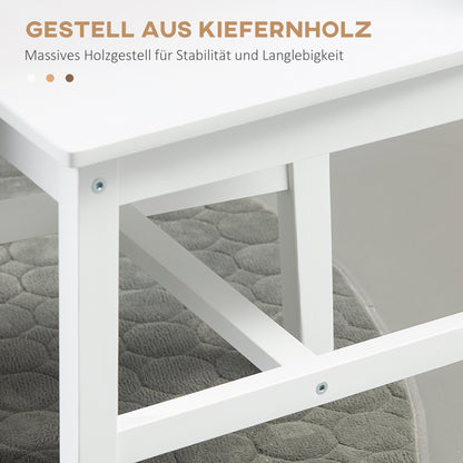 HOMCOM 2er-Set Esszimmerstühle Küchenstühle Stühle, Massivholz, 41 cm x 46,5 cm x 85,5 cm, Weiß