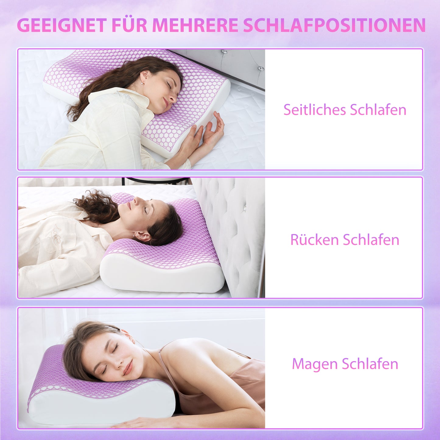 HOMCOM Memory Schaum Kissen Kopfkissen, Nackenstützkissen mit abnehmbarem Bezug, 2 Höhe Ergonomische, 2S schnell reagierend