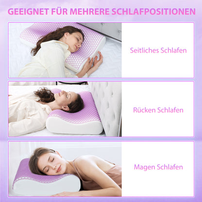 HOMCOM Memory Schaum Kissen Kopfkissen, Nackenstützkissen mit abnehmbarem Bezug, 2 Höhe Ergonomische, 2S schnell reagierend