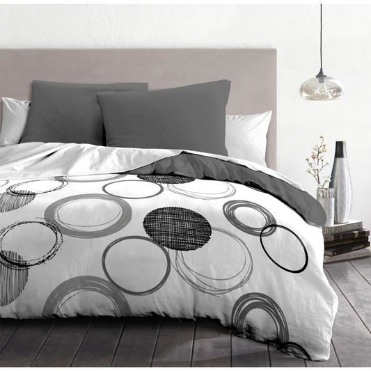 Audace microfiber duvet set - 1 duvet cover 240x260 cm + 2 pillowcases 63x63 cm - Light gray - Home Linen Passion