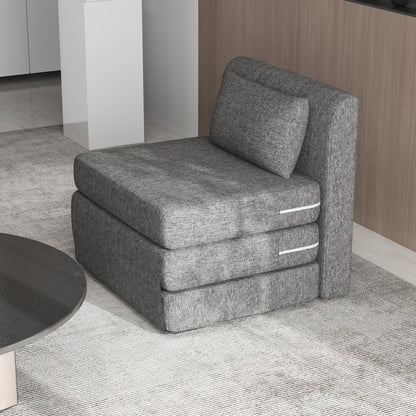 HOMCOM Schlafsessel, Gästematratze, 3-fach faltbar, kompakt, Metallrahmen, 80x75x74 cm, Grau