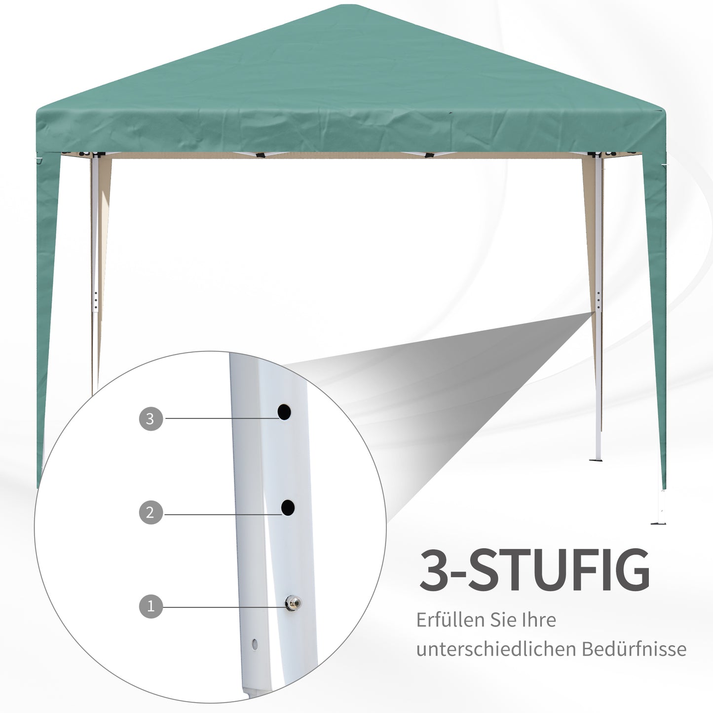 Outsunny Pavillon, 2,95 x 2,95 m Pop-Up-Faltpavillon, Gartenpavillon, Partyzelt, UV-Schutz, Stahl+Oxfordstoff, Grün