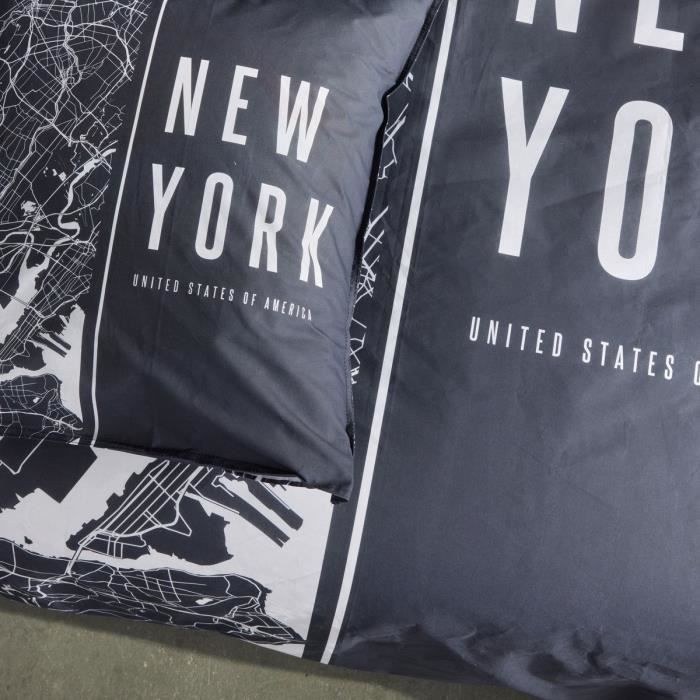 Bedding set - TODAY - JAVA - 2 people - 240x220 cm - Cotton - New York print - Black