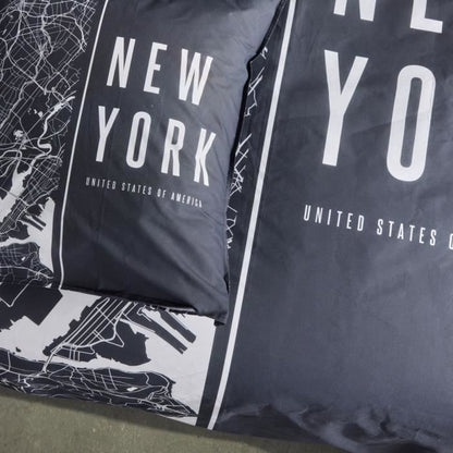 Bedding set - TODAY - JAVA - 2 people - 240x220 cm - Cotton - New York print - Black