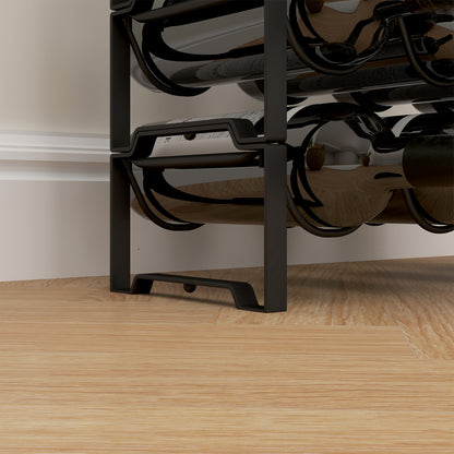 HOMCOM 4-stufiges Weinregal, freistehendes Regal für 16 Weinflaschen, Metall, Schwarz