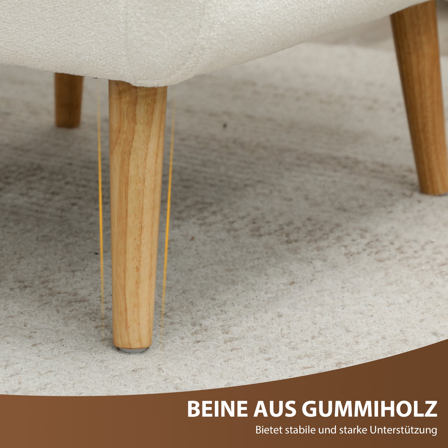 HOMCOM Armlehnstuhl, Ohrensessel, Polstersessel, Holzbeine, Knopfsteppung, Weiß