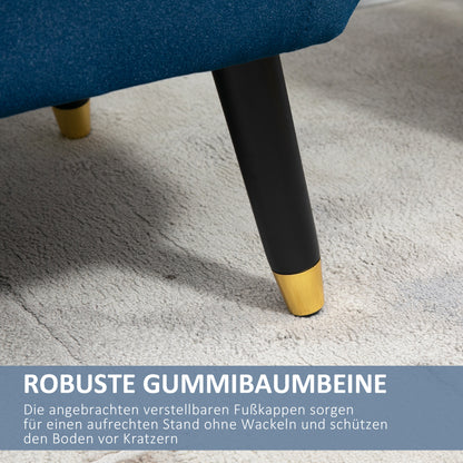 HOMCOM Sitzbank mit Stauraum Armlehnen Polsterbank mit Samtoptik, Sitztruhe mit Holzbeine, Truhenbank für Wohnzimmer Schlafzimmer Flur 107 x 42 x 65 cm, Blau