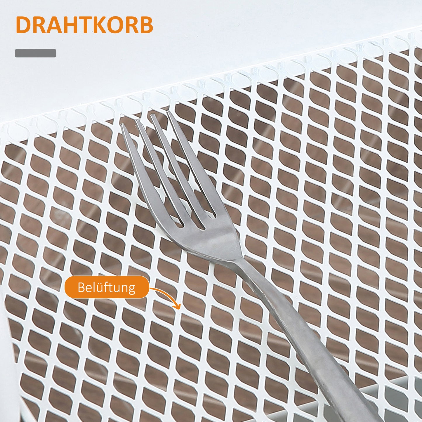 HOMCOM Rollbarer Küchenwagen, 2 Regale, Schublade, Ablage, 4 Rollen, Griffe, Stahl, Weiß