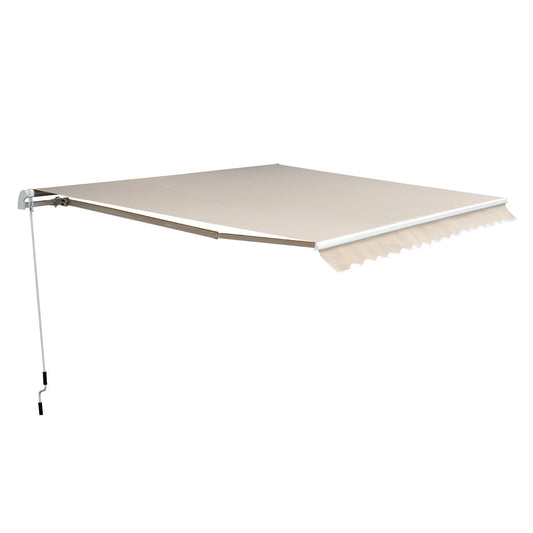 Outsunny Gelenkarmmarkise Verstellbare Klemmmarkise Terrassenmarkise 4,5 x 3m Sonnenschutz mit Kurbel, Balkonmarkise, Beige