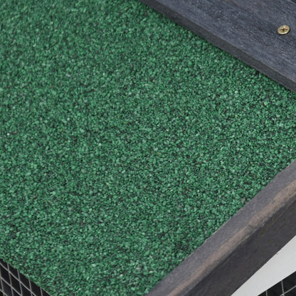 PawHut Kleintierstall mit 2 Freigehegen wetterbeständig Tannenholz Weiß + Grün