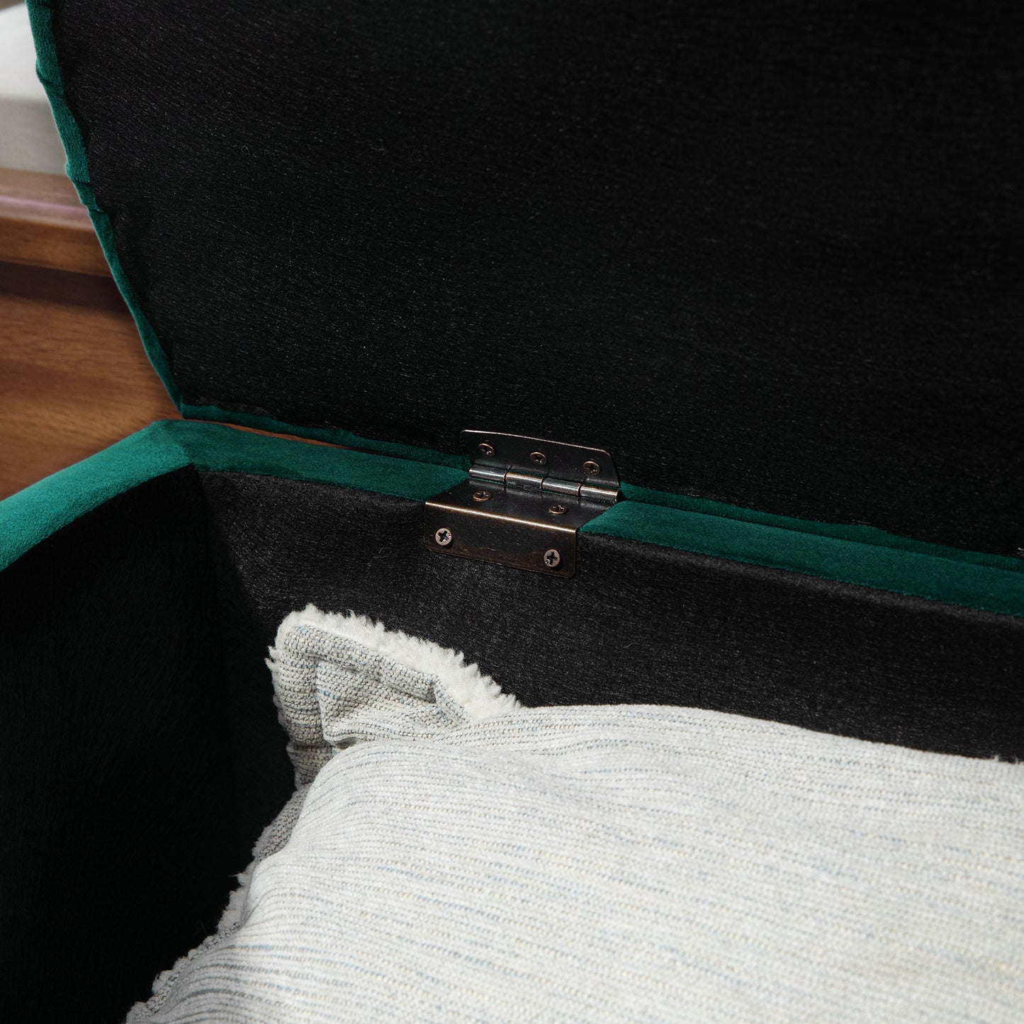 HOMCOM Hocker mit Stauraum, Sitztruhe, gepolstert, soft-close Deckel, Samtoptik, 120 x 46 x 42 cm, Dunkelgrau