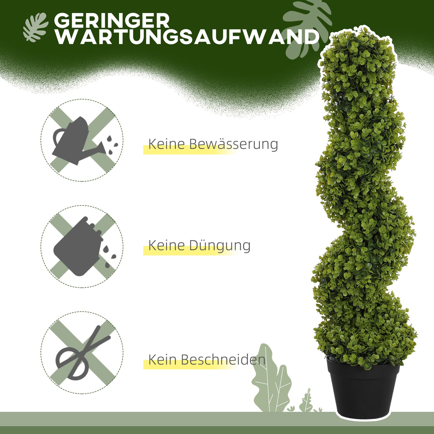 HOMCOM 2er-Set Dekorative Pflanze, Kunstpflanzen in Töpfen, Künstliche Pflanzen für Zuhause, Indoor, Outdoor, 90 cm, Grün
