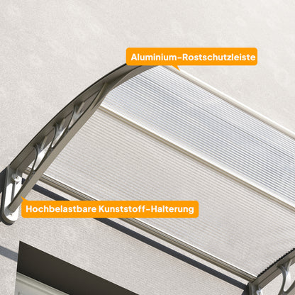 Outsunny Vordach, Haustürvordach, Überdachung für Eingänge und Fenster, 100L x 75B x 23H cm, Silber