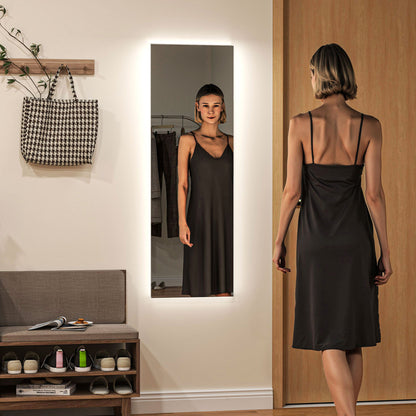 HOMCOM LED Ganzkörperspiegel, dimmbar, rahmenlos, Touch-Steuerung, 40 x 120 cm