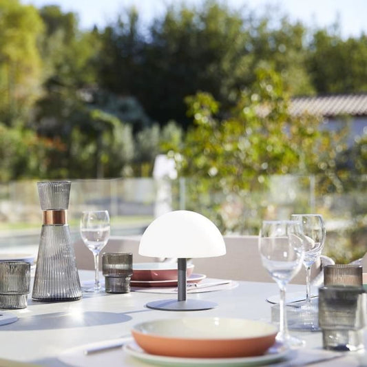 Cordless table lamp - LUMISKY - NEPTUNE ROCK - H20 cm - Steel base - Grey - Warm white and white LED