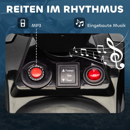 AIYAPLAY Kinder Quad Elektro 6V Kinderquad mit Vorwärts-, Rückwärtsfunktion, Musik, LED-Scheinwerfer Schwarz