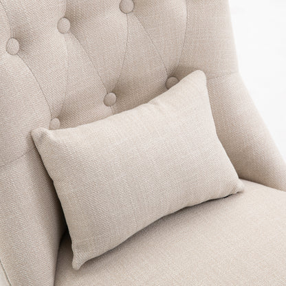 HOMCOM Weicher Polstersessel mit Rückenkissen, zum Lesen und Ausruhen, Stoffbezug in Leinenoptik, 52,5 x 69 x 77 cm, Cremeweiß