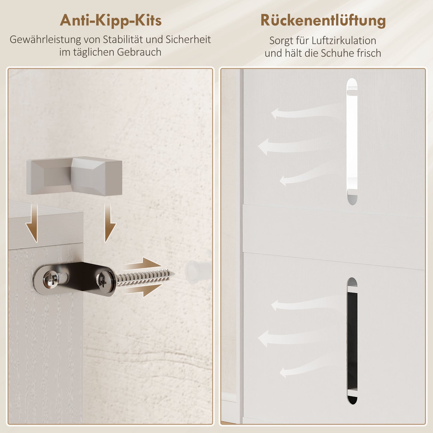 HOMCOM 5-stufiger Schuhschrank für 20 Paar Schuhe, verstellbare Regale, für Eingangsbereich, Flur, Holz, Weiß
