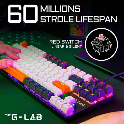 Gaming Keyboard - THE G-LAB - KEYZ-MERCURY-C/FR - Mechanical - TKL - 3 colors White+Black+OrangeFR
