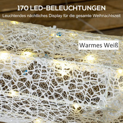 Outsunny LED-Weihnachtsdekoration, Lechtendes Rentier und Schlitten, 170 ljusare, 50 x 29 x 42 cm