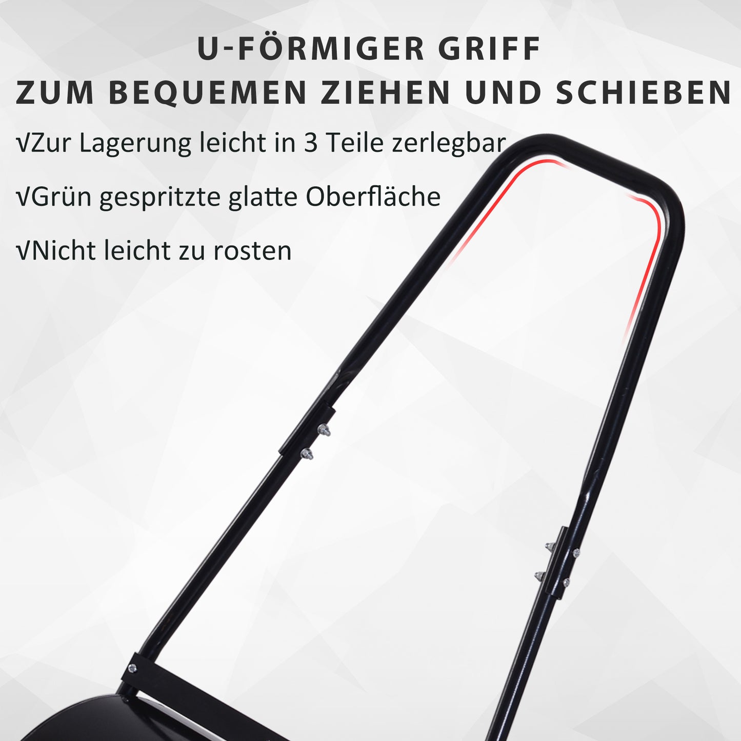 Outsunny Rasenwalze mit U-Griff, Gartenwalze, Gartenrolle, 40 cm Durchmesser, 60 L Wasser-/Sandfüllung, Metall, Schwarz 57 x 40 x 123 cm