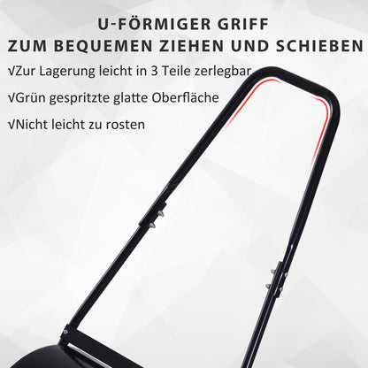 Outsunny Rasenwalze mit U-Griff, Gartenwalze, Gartenrolle, 40 cm Durchmesser, 60 L Wasser-/Sandfüllung, Metall, Schwarz 57 x 40 x 123 cm