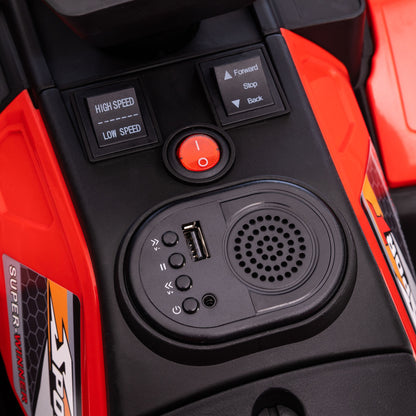 HOMCOM Kinder-Elektroquad, max. 4 km/h, ab 3 Jahren, LED-Scheinwerfer, Musikanschluss, schwarz+rot 88 x 45 x 50 cm